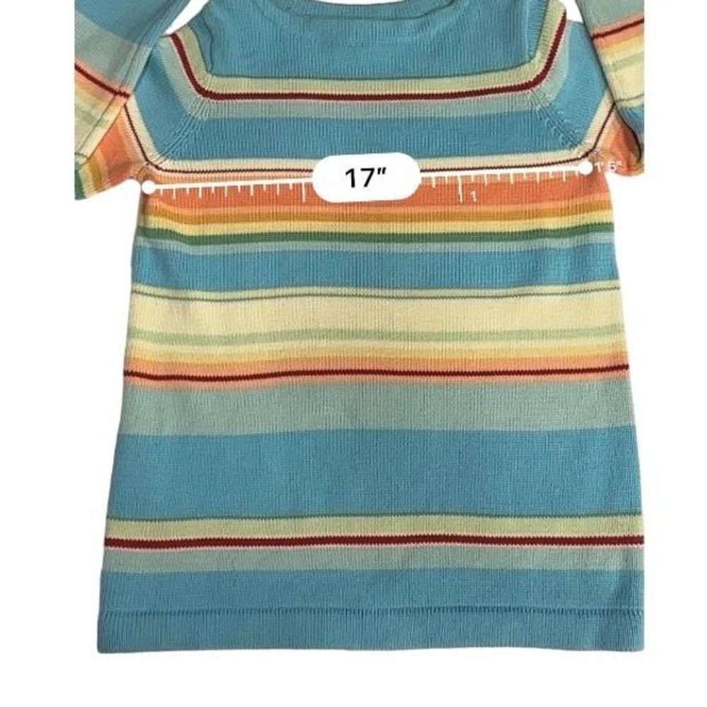 Lauren Ralph Lauren Womens Petite Small Sweater Blue Orange Cream Serape Striped - Picture 6 of 11